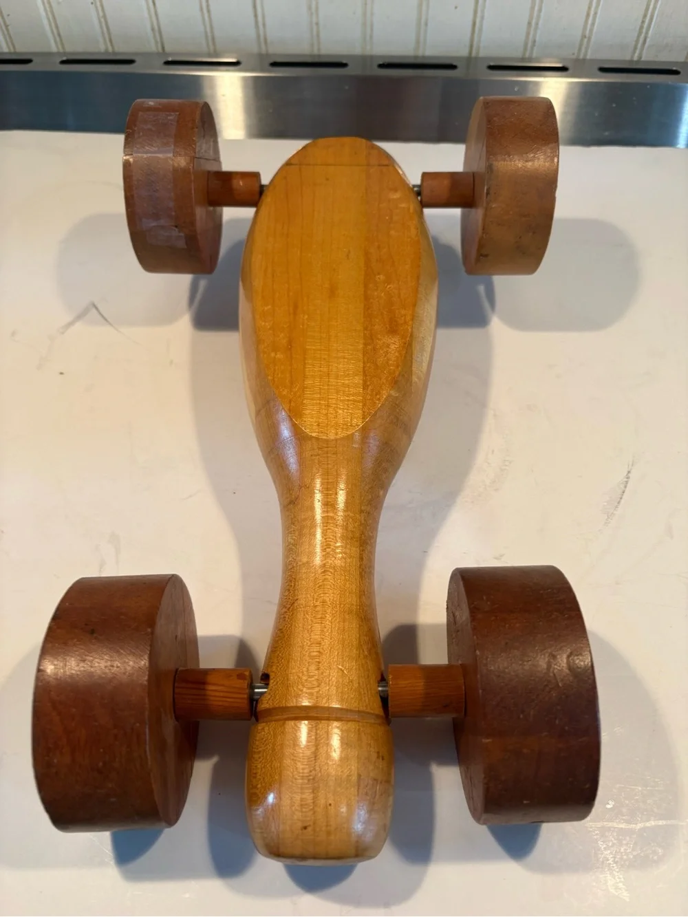 Vintage Wooden Racing Car Toy in Natural Wood Finish - Kids Toys